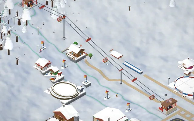 Skiers and snowboarders in colourful jackets streaming down a groomed slope.